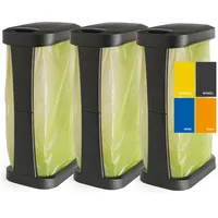Hausfelder Müllsackständer Müllsackständer mit Deckel für Müllbeutel von 60l bis 120l (3 Stück), Made in Germany, mit Klapp- und Schwingdeckel, robuste Konstruktion schwarz