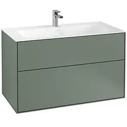 Villeroy und Boch Finion Waschtischunterschrank G02000GM 99,6x59,1x49,8cm, Olive Matt Lacquer, mit Wandbeleuchtung