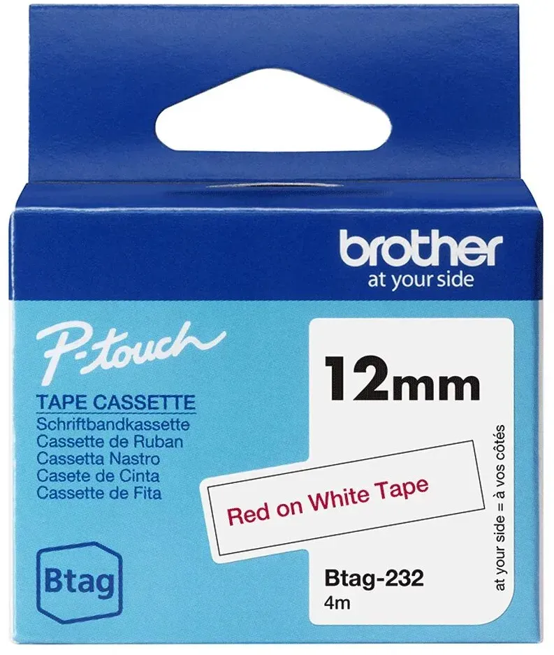 Brother BTAG-232 Etiketten erstellendes Band Rot aud Weiss
