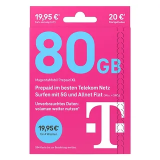 Telekom MagentaMobil Prepaid XL Simkarte mit 20 € Startguthaben