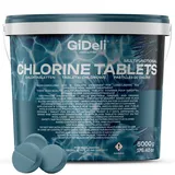 GiDeli chlortabletten für Pool chlor multitabs 5 in 1 200g langzeit zubehör 5-Phasen Sichere und effiziente Pflege & Reinigung für kristallklares poolwasser & Whirlpool 5 kg
