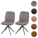 Mendler 2er-Set Esszimmerstuhl HWC-M68, Küchenstuhl Lehnstuhl, drehbar Auto-Position, Metall Stoff/Textil - grau