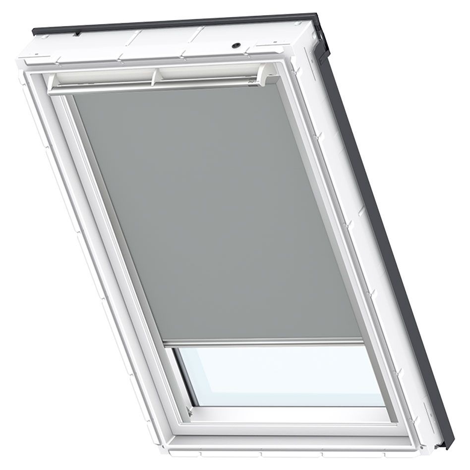 VELUX Verdunkelungsrollo Uni Grau 0705, 94x98 cm (PK04), Aluminiumschiene,Elektro,GGU,VELUX