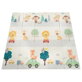 Paco Home Spielmatte Krabbelmatte Baby Matte Faltbar Abwaschbar Wendbar Tier Motiv - Bunt