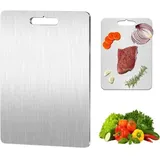 Schneidebrett Aus Titan - Beidseitig Aus Edelstahl - Bpa-frei - Zum Kochen Von Fleisch, Brot, Gemüse Und Obst (34 X 23 Cm)