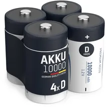 Ansmann Akku Mono D 9300 mAh 1,2V NiMh, 4 Stück, wiederaufladbar, ideal für Spielzeug, Modellbau, Taschenlampe, Radio