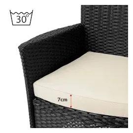 CASARIA Polyrattan Gartenstuhl 4er-Set Schwarz/Creme Stapelbar