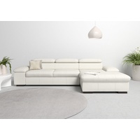 Home Affaire Ecksofa HOME AFFAIRE "Alberto L-Form" Sofas Gr. B/H/T: 286cm x 73cm x 174cm, NaturLEDER, Recamiere rechts, ohne Bettfunktion, weiß (altweiß) mit Kopfteilverstellung, wahlweise Bettfunktion