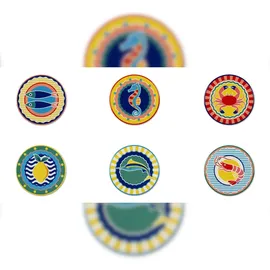 Excelsa Set 6 Untersetzern Corfu' Keramik, 10,5x1x10,5 cm, Bunt