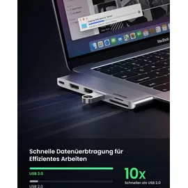 UGREEN CM380 USB-C Hdmi, 2x Usb 3.0, Sd, Tf, PD grau
