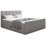 Sofnet Boxbett, Grau, Textil, H3, Rechteckig, 180x200 cm, Schlafzimmer, Betten, Boxspringbetten