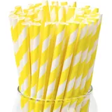 PakTalk Papierstrohhalme Gelber,100 Stück 197 * 6mm strohhalme papier für Partys, Hochzeiten und Anlässe