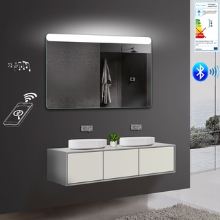 LED Beleuchtung Badezimmer Wand Hänge spiegel mit Bluetooth & schalter 120 x 80
