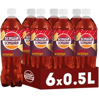 SCHWIPSCHWAP, Das Original – Koffeinhaltiges Cola-Erfrischungsgetränk mit Orange in Flaschen aus 100% recyceltem Material, EINWEG (6 x 0.5 l)