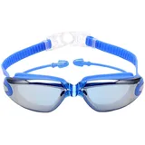 Schwimmbrille mit Ohrstöpsel für Herren Damen Jugendliche - Taucherbrille Erwachsene Anti-Fog und UV Schutz, Wassersport Schwimmbrillen für Männer Frauen Mädchen Jungen 10+ Jahre (Blau)