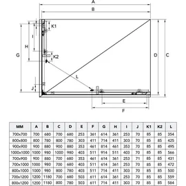 Kiamami Valentina U-Kabine mit Gleittüren 70 x 100 cm D648360641500