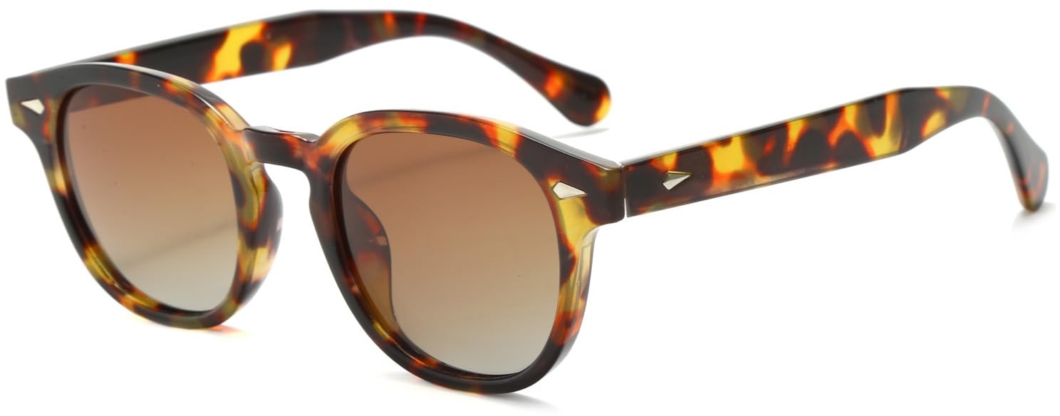 Long Keeper Retro Sonnenbrille Polarisiert Rund - Vintage Runde Sonnenbrille für Herren Damen Stil Retro Ovale Brille Johnny Depp Brille mit UV400 Schutz