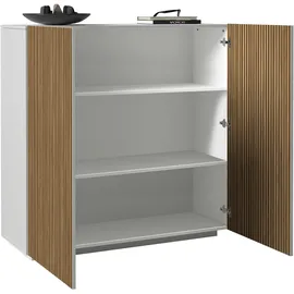 INOSIGN Highboard »Vega,Highboard,Kommode,120 cm«, mit 2 Türen,Fronten mit Rillen-Optik weiß