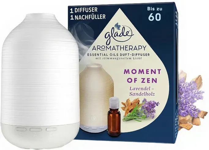 Glade Aromatherapy Essential Oils Duft-Diffuser Starterset Nachfüller, Moment of Zen, Lavendel + Sandelholz, 17.4ml