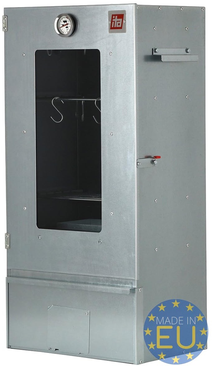 ITA Räucherofen 7000 - Premium Räucherschrank mit 3 Etagen - Legierter Stahl, mit Sichtfenster & Thermometer - Qualität Made In EU Direkt vom Hersteller - Smoker zum Kalträuchern & Heißräuchern