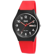 Redlemon Q&Q Uniuhr mit Silikonarmband in rot, 10 Bar wasserdicht