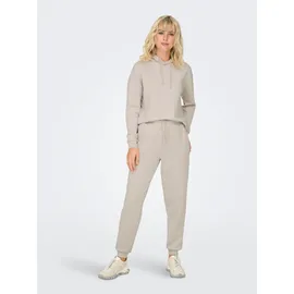 ONLY PLAY Sweathose ONLY PLAY "ONPLOUNGE HW SWEAT PNT - NOOS", Damen, Gr. L (40), N-Gr, grau (pumice stone), Sweatware, Obermaterial: 80% Polyester, 15% Viskose, 5% Elasthan, unifarben, regular fit knöchellang, Hosen Sweathose, mit Kordelzug