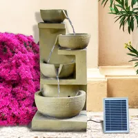 Solar Gartenbrunnen Brunnen Solarbrunnen Zierbrunnen Vogelbad Wasserfall Gartenleuchte Teichpumpe - Springbrunnen Wasserspiel für Garten, Gartenteich (7-SP02153-3)