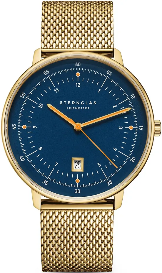 STERNGLAS - HAMBURG - dunkelblau - gold - Milanaise gold / 42MM