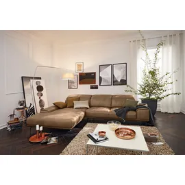 Musterring Wohnlandschaft MUSTERRING "MR 2490 Ecksofa mit erstklassigem Sitzkomfort, Long-Life-Leder", beige (fango, s), B:342cm T:207cm, Sofas, Wohnlandschaft, Fuß schwarz, Sitzhöhe 48cm, wahlweise mit Funktionen, Maße 342x207 cm