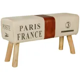 Wohnling Hockerbank WL5.104, Design Turnbock Sitzbank CANVAS Braun 91 x 51 x 30 cm, Turnhocker Bank aus Echtleder / Stoff, Hocker Garderobenbank Sitzhocker), Springbock Turnbank