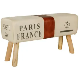 Wohnling Hockerbank WL5.104, Design Turnbock Sitzbank CANVAS Braun 91 x 51 x 30 cm, Turnhocker Bank aus Echtleder / Stoff, Hocker Garderobenbank Sitzhocker), Springbock Turnbank