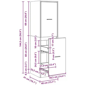 vidaXL Apothekerschrank 40 x 41 x 144,5 cm Weiß