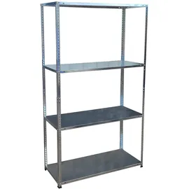 Relaxdays Lagerregal, Stahl, HBT 145x75x30 cm, bis 160 kg, 4 Ebenen, Keller, Garage & Werkstatt, Schwerlastregal, Silber