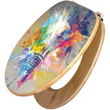 Banjado Design WC Sitz Bambus Toilettendeckel Toilettensitz Bambus Holz Klodeckel WC-Sitz Universal Scharnieren Motiv Idee