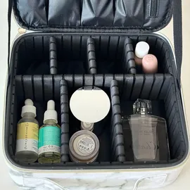 Intirilife Make Up Tasche in Marmor Optik Grau Kunststoff, 23.4x9.5x26 cm Freizeit, Wellness, Körperpflege, Kosmetik