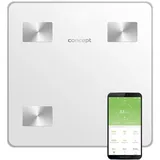 Concept VO4000 Glas-Diagnosewaage Personenwaage mit App Digitale Waage Körperanalyse Körperfettwaage Muskelmasse BMI LED-Anzeige Bluetooth Gewicht bis 180kg (Weiß)