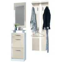 Vladon Garderobe, Creme, Holzwerkstoff, 140x200x23 cm, Garderobe, Garderoben-Sets &