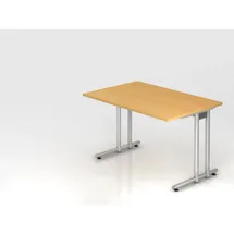 Hammerbacher Schreibtisch buche rechteckig, C-Fuß-Gestell silber 120,0 x 80,0 cm