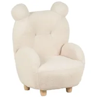 MINNIE Kindersessel Beige in Bärenform, boucléartiger Teddy-Struktur, 58x80x60 cm - Beige