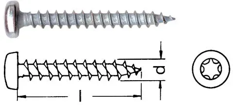 Spanplattenschraube Pan Head mit Torx verzinkt -  5,0 x 20 / 0,2 / TX25