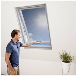 Insektenschutzrollo für Dachfenster, Windhager, transparent, Haftfix, BxH: 130x150 cm grau|schwarz