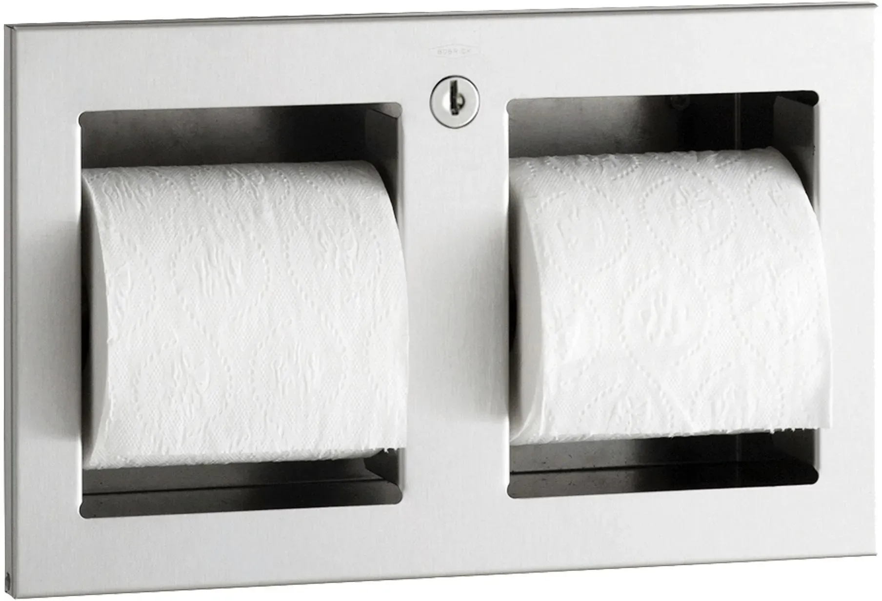 Bobrick B-35883 TrimLine WC-Papierrollenhalter für 2 Rollen zum Wandeinbau, abschließbar Edelstahl matt