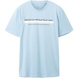 TOM TAILOR T-Shirt mit Label-Print, Hellblau, S