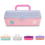 Caboodles Stay Retro – Pretty In Petite Make-up-Organizer | Kompakter Kosmetikkoffer | Periwinkle Blue Over Pink
