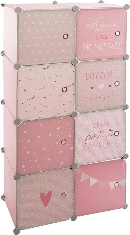 Kleiderschrank, 139 cm hoch, pink, Kunststoff