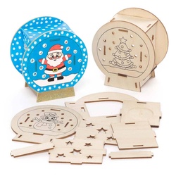 Weihnachts-Schneekugel Teelichthalter aus Holz (pro Set 3) Bastelaktivitäten zu Weihnachten