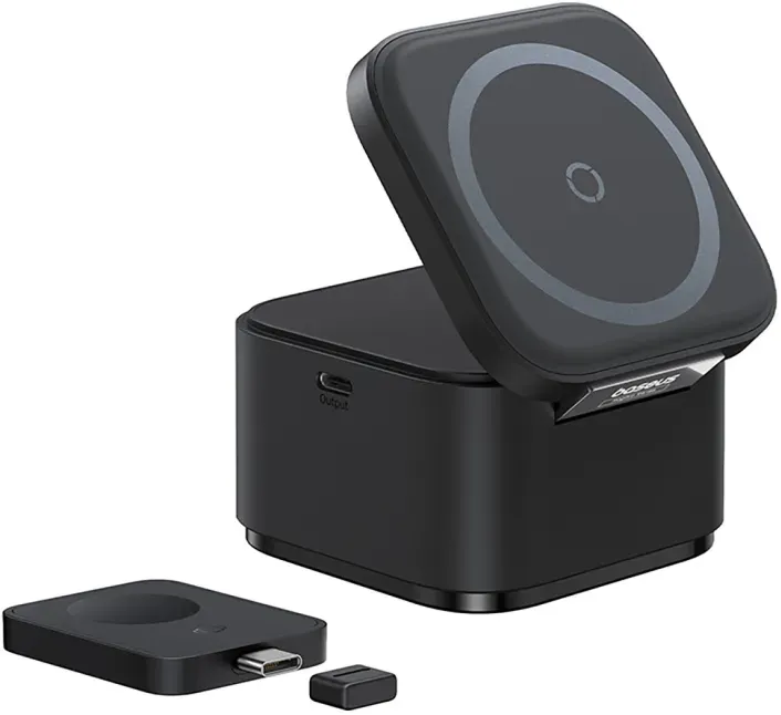 Baseus MagPro 3in1 25W MagSafe-kompatibler induktiver Ladegerät für Smartphone und Smartwatch - Schwarz