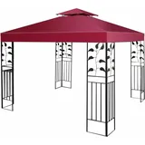 3x3m Ersatzdach Doppeldach mit Ablaufloechern & Klettverschlüssen für Pavillon, Pavillondach Ersatzbezug, Pavillonabdeckung Wein - Costway