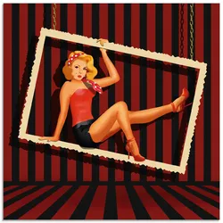 Glasbild ARTLAND "Schönheit aus den 50er Jahren", rot (farbe bild(er): rot), B:50cm H:50cm, Bilder, in verschiedenen Größen