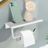 (silberner) Wandmontierter Toilettenpapierhalter Aus Aluminium Mit Geräumigen Ablagen – Montage Ohne Bohren.